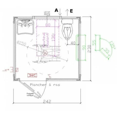 Module de toilettes accessibles conforme aux nouvelles normes