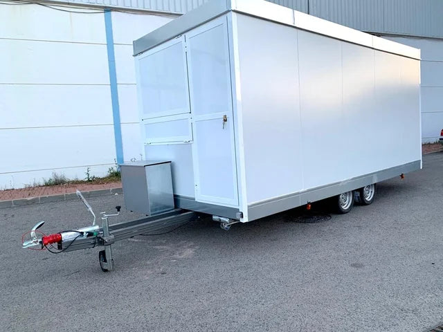 Remorque magasin / kiosque mobile de grande capacité à double essieu