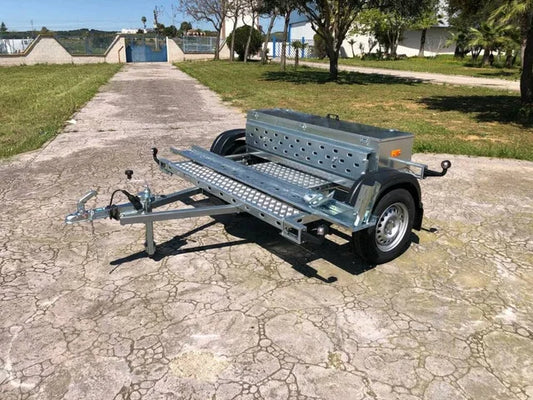 Remorque porte-moto basculante monorail