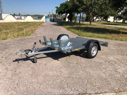Remorque moto professionnelle – Plateau galvanisé avec rampe