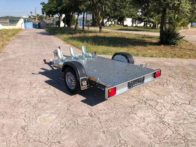 Remorque moto professionnelle – Plateau galvanisé avec rampe