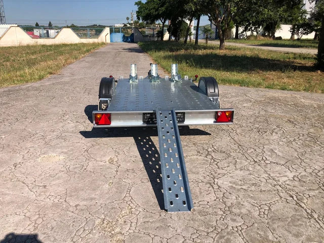 Remorque moto professionnelle – Plateau galvanisé avec rampe