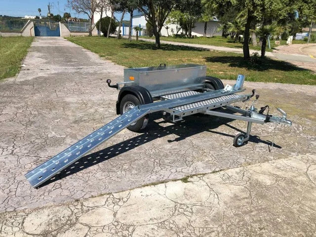 Remorque porte-moto basculante monorail