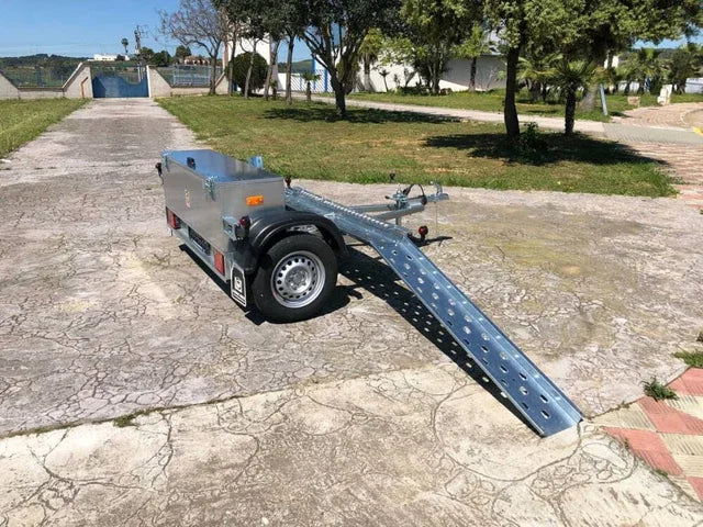 Remorque porte-moto basculante monorail