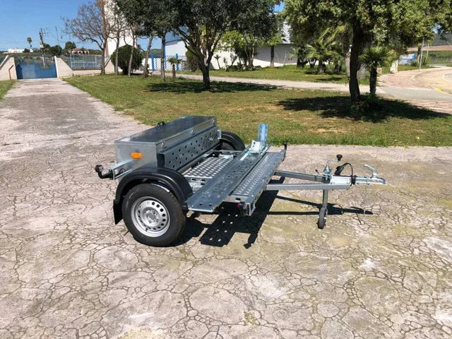 Remorque porte-moto basculante monorail