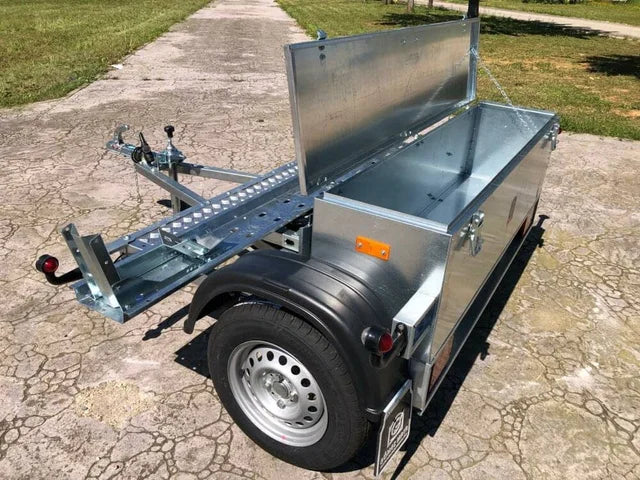 Remorque porte-moto basculante monorail