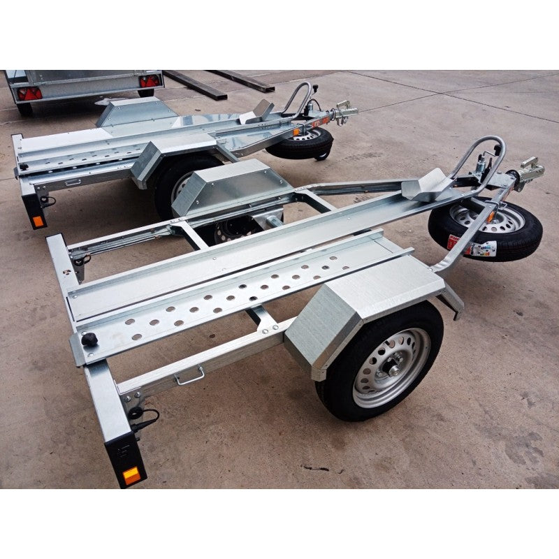 Remorque porte-moto monorail basculante galvanisée