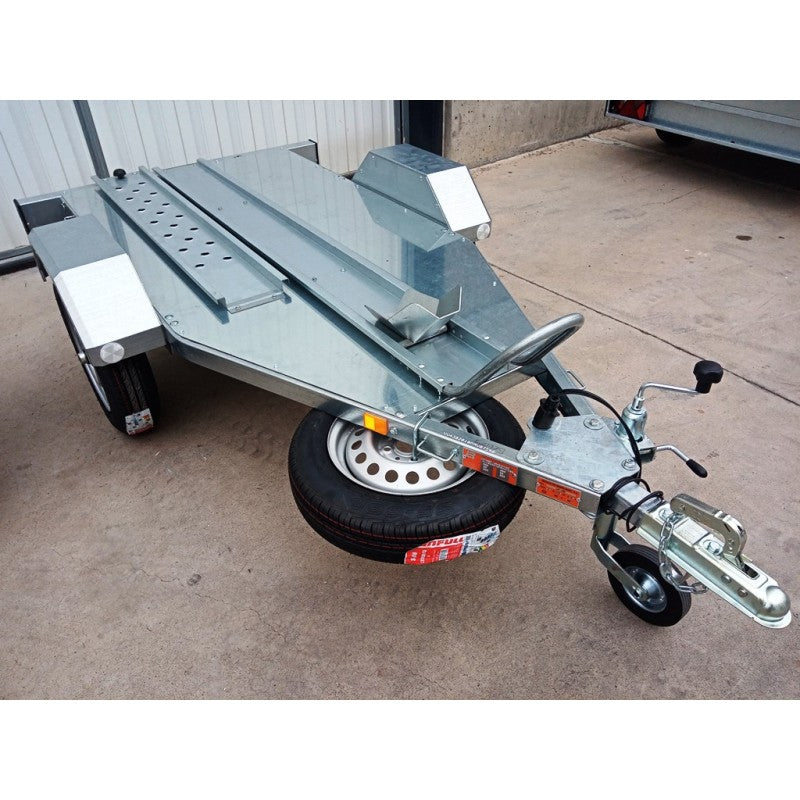 Remorque porte-moto monorail basculante galvanisée