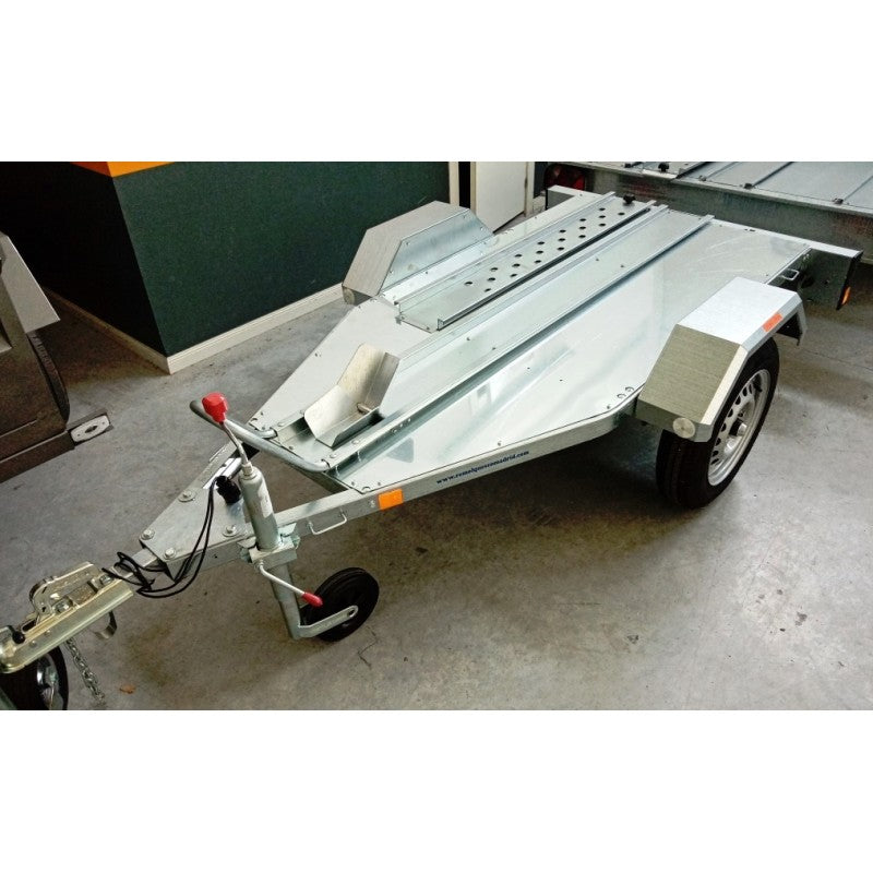 Remorque porte-moto monorail basculante galvanisée