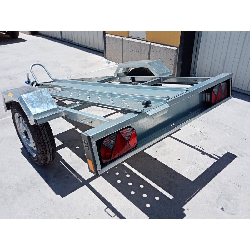 Remorque porte-moto monorail basculante galvanisée